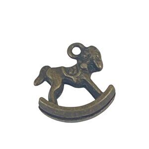 Bronze Rocking Horse Charm Pendant For Jewelry Making Antique Finish Small